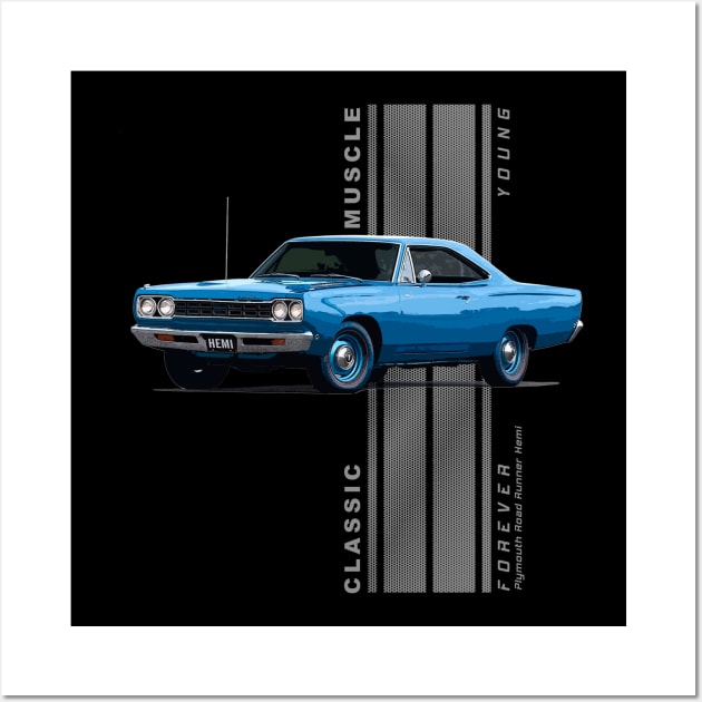 Plymouth Road Runner Hemi Classic American Muscle Cars Wall Art by Jose Luiz Filho